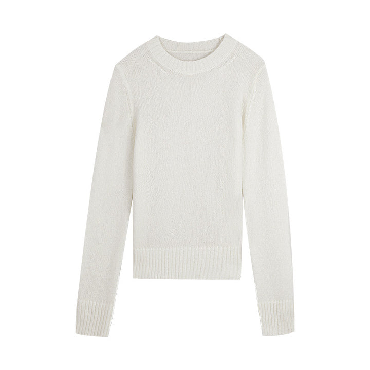 Dame elegant strikpullover med fin tekstur og tidløst rundhalsudskæring Stilla