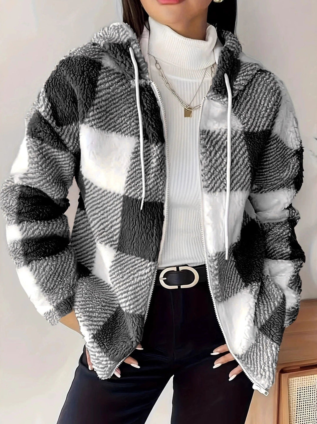Skovae | Ternet Teddy Hoodie Jakke Warm og Komfortabel til Vinteren