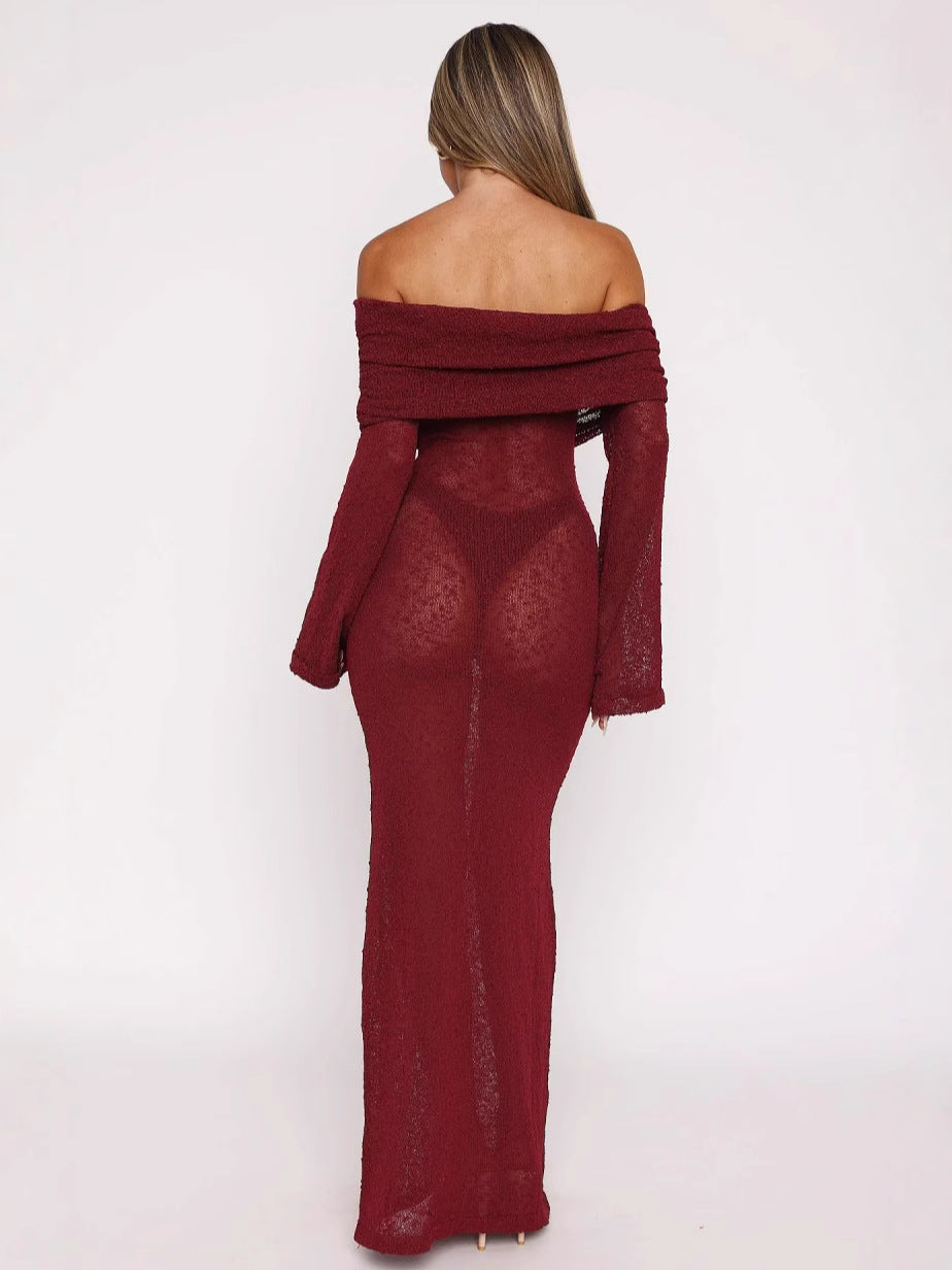 Dame Off-Shoulder Maxikjole med fine glimmeraccenter Stilla
