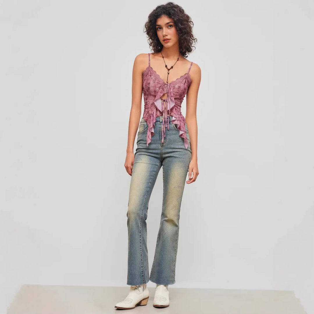 Dame Legespillet Blonde Bluse med Rynker Skovae