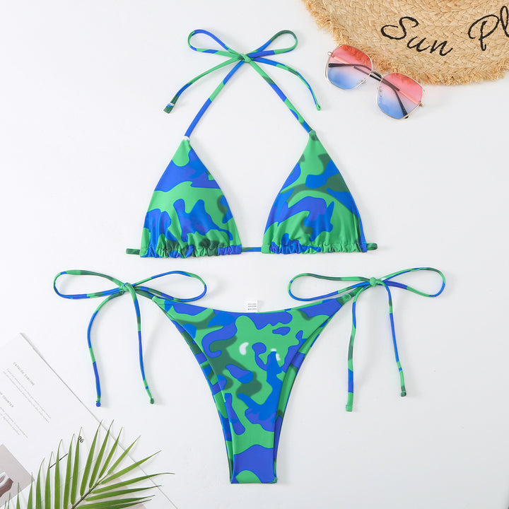 Femme Vibrant Print String Bikini Sæt Stilla