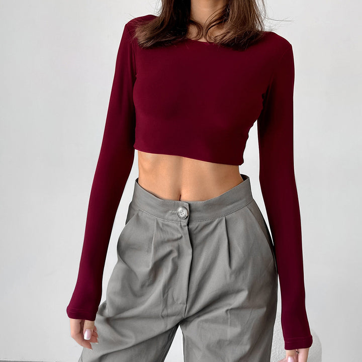 Dame Crop-Top med lange ærmer og elegant snit Stilla