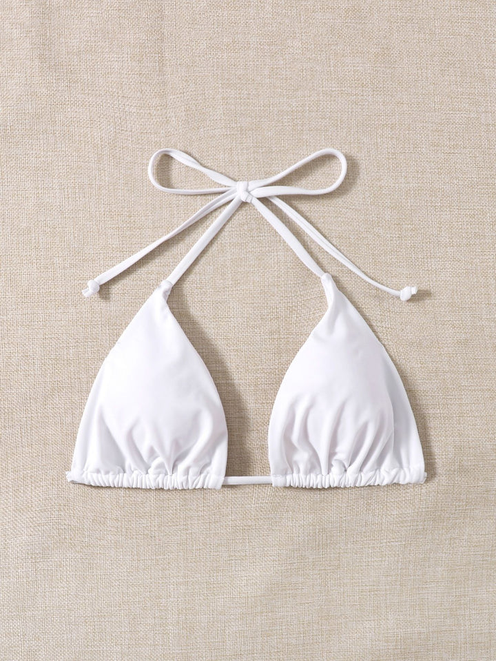Dame triangel-bikini med justerbare stropper og elastisk taljeelastik Skovae
