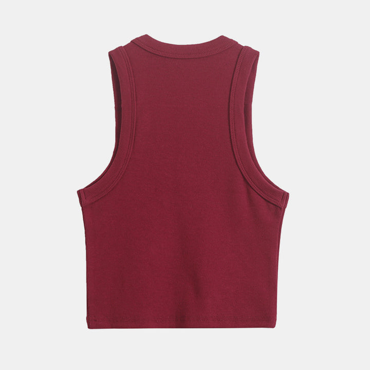 Dame Sporty tanktop med generøs rund halsudskæring og figurformende snit Stilla