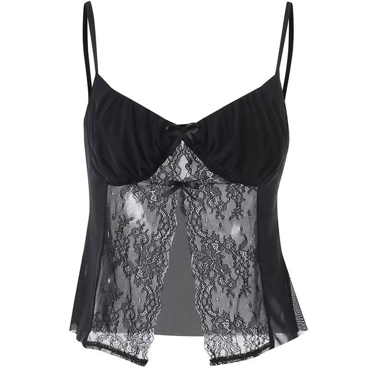 Dame Sexy Spids-Crop-Top med raffinerede stropper og spændende design Skovae