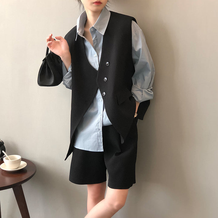 Damer elegante shorts med struktureret stof og høj talje Stilla