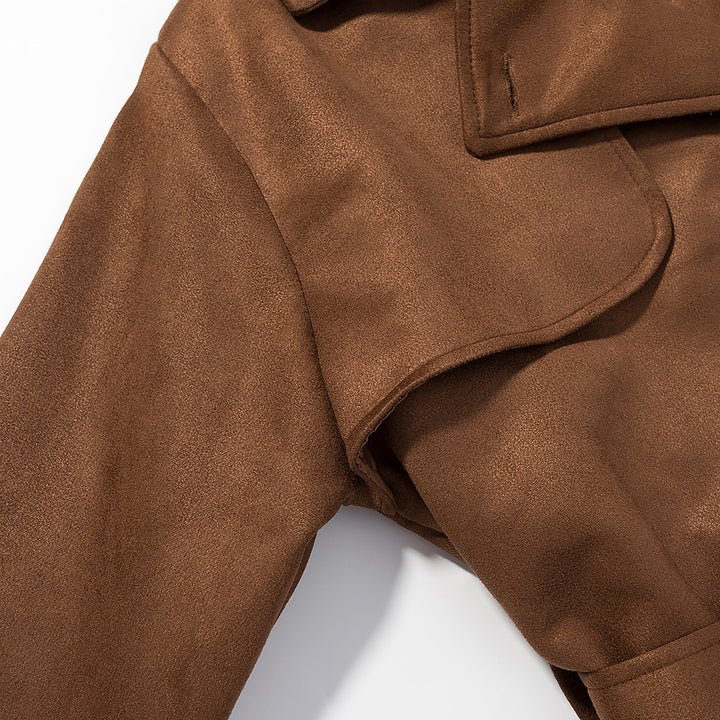 Damer Elegant Trench Coat lavet af blød suede imitation med praktisk bælte og fashionabel snit Stilla
