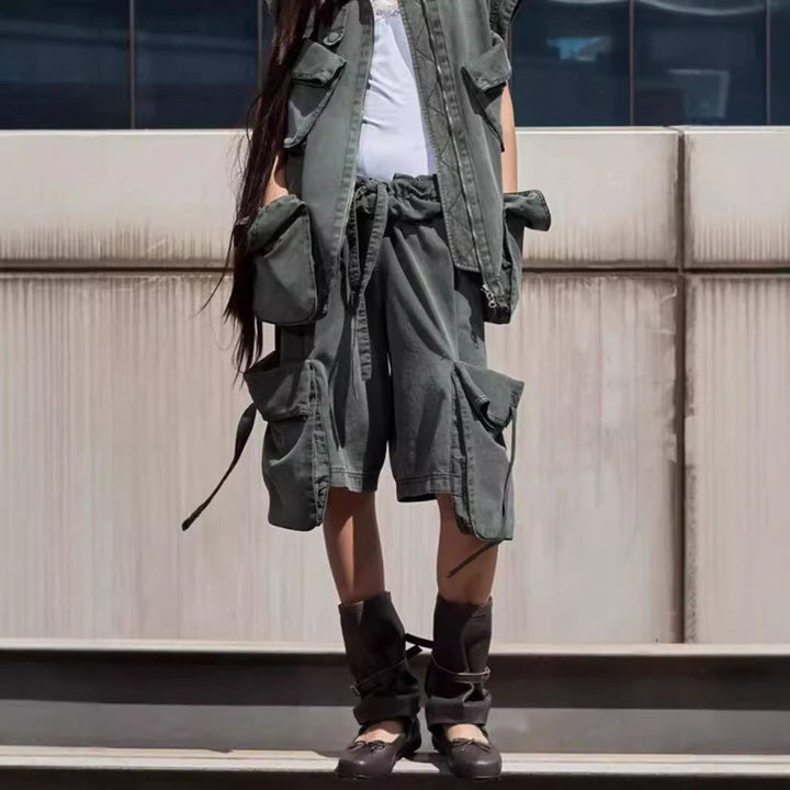 Dame Utility Cargo Shorts med justerbar talje Stilla
