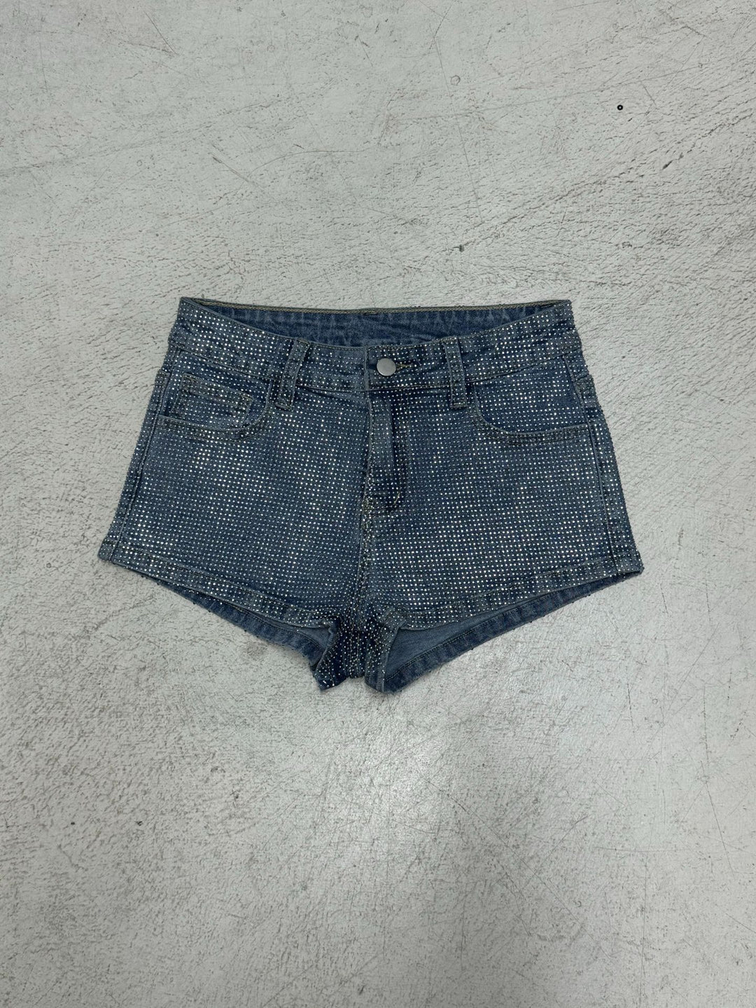 Dame Glitrende Denim-Shorts med glitrende accenter Skovae