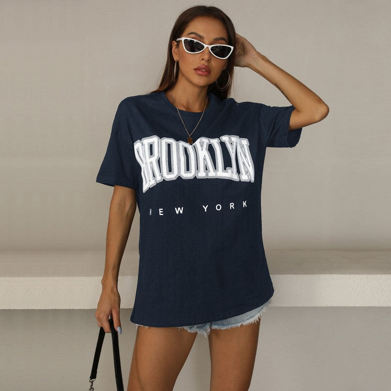 Kvinders oversized T-shirt med trendy Brooklyn print Stilla