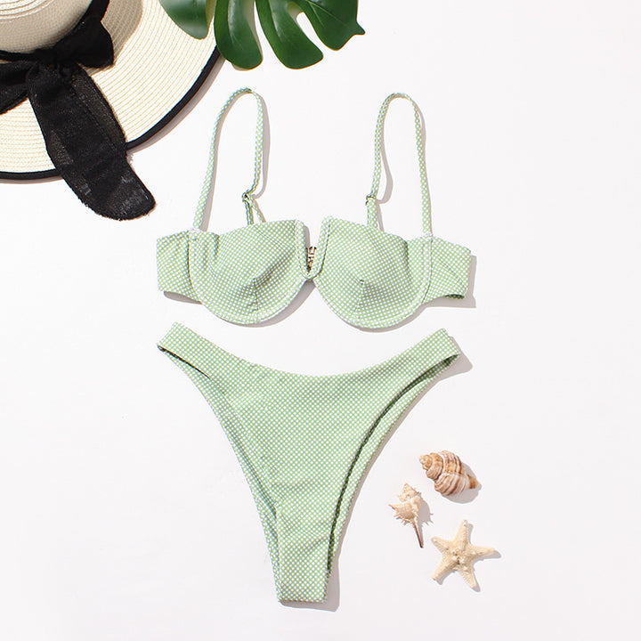 Dame Bandeau-bikini-sæt med blomsterdetaljer og justerbare stropper Stilla