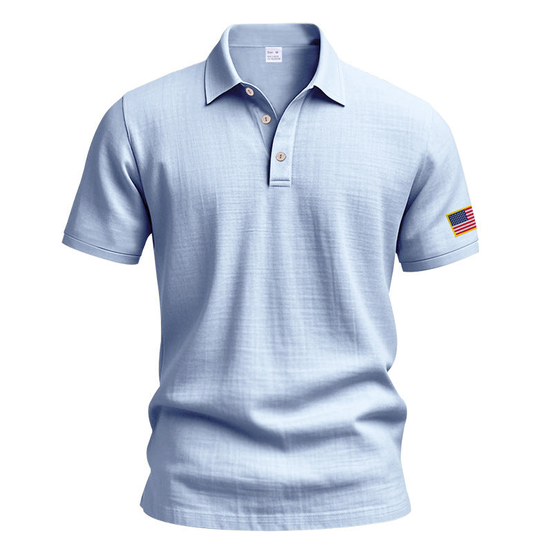 Herrer polo t-shirt med moderne USA-flagmotiv og struktureret design Stilla