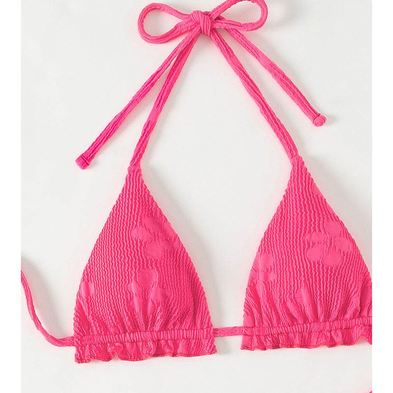 Dame triangel-bikini med raffinerede flæse- og bindedetaljer Skovae