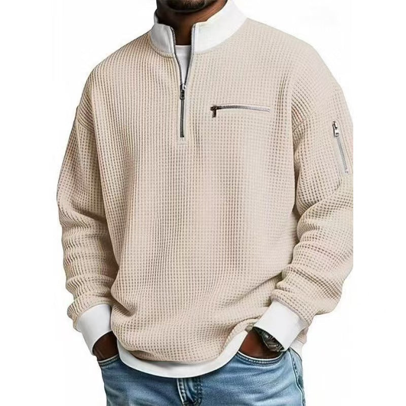 Mænds sweatshirt med høj krave og praktisk lynlås Skovae