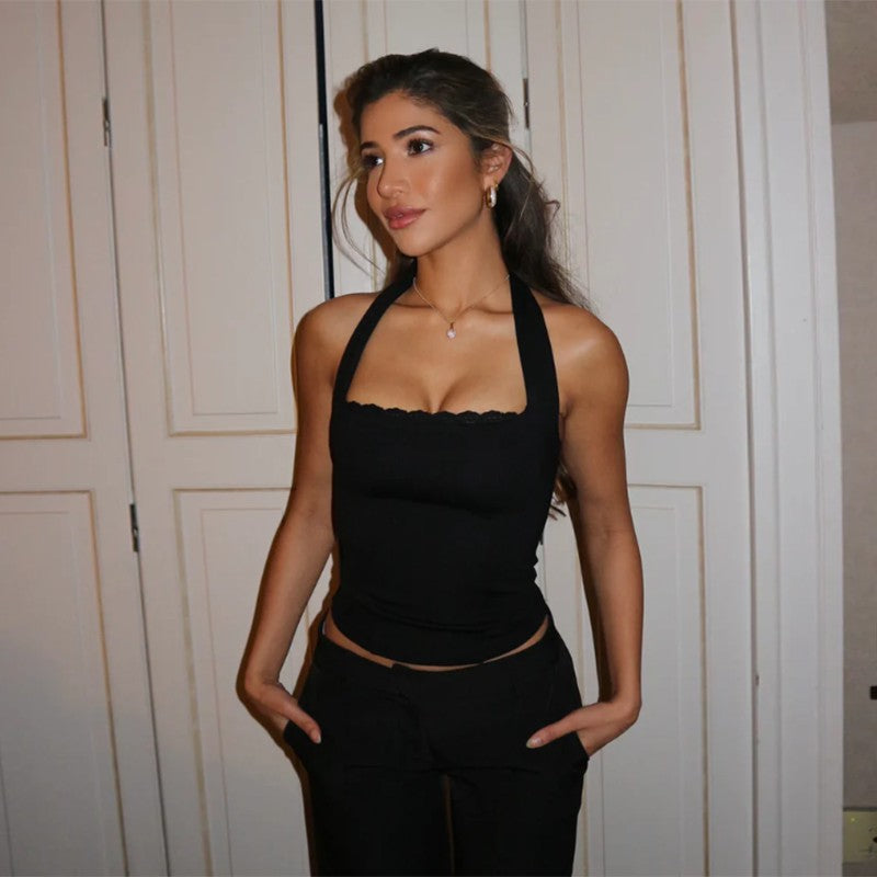 Dame Elegant Spidsbesat Camisole Top Stilla