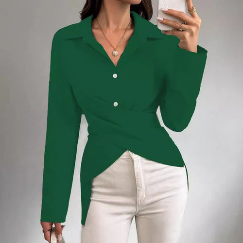 Dame indpakningsbluse med elegante knapdetaljer og fint struktureret stof Stilla