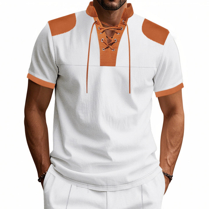 Herrer fritids-T-shirt med innovativ krave og sportsligt design Stilla