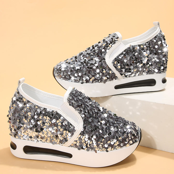 Dame Wedge-sneaker med glitrende palietter og skridsikker sål Stilla