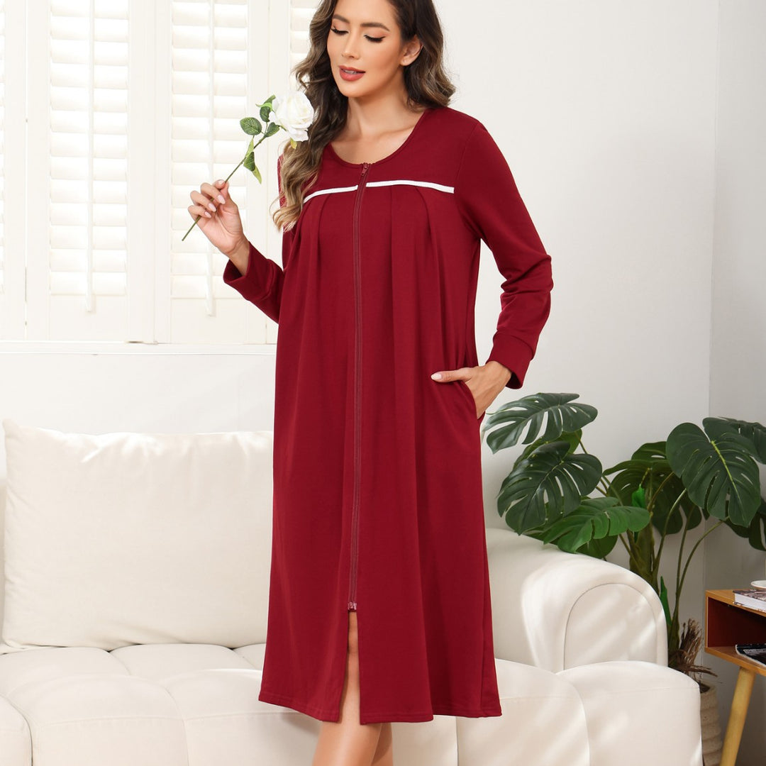 Dame badekåbe i moderne kimono-stil med sidelommer Stilla