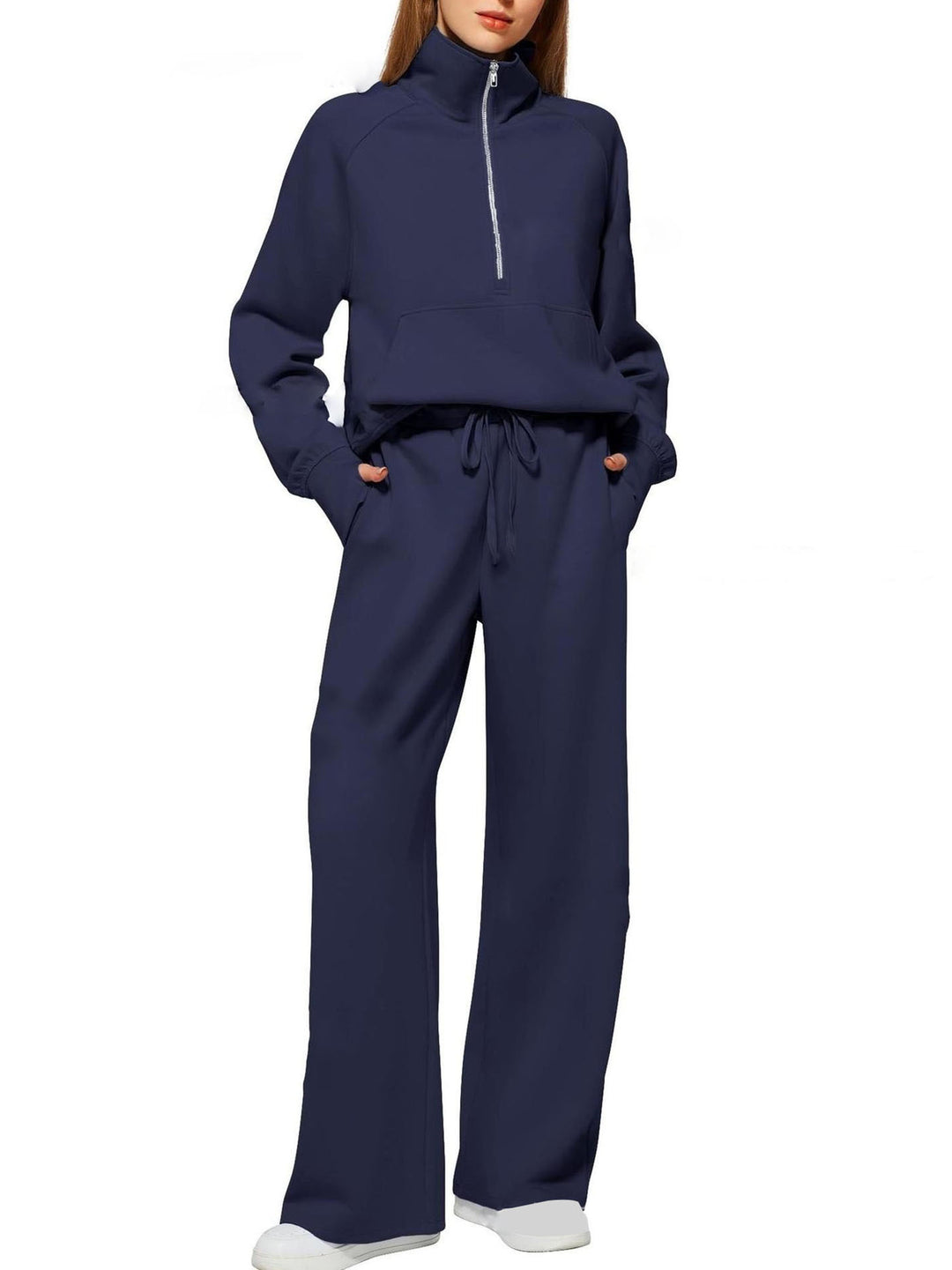Dame Behageligt Zip-Up Lounge Sæt Stilla