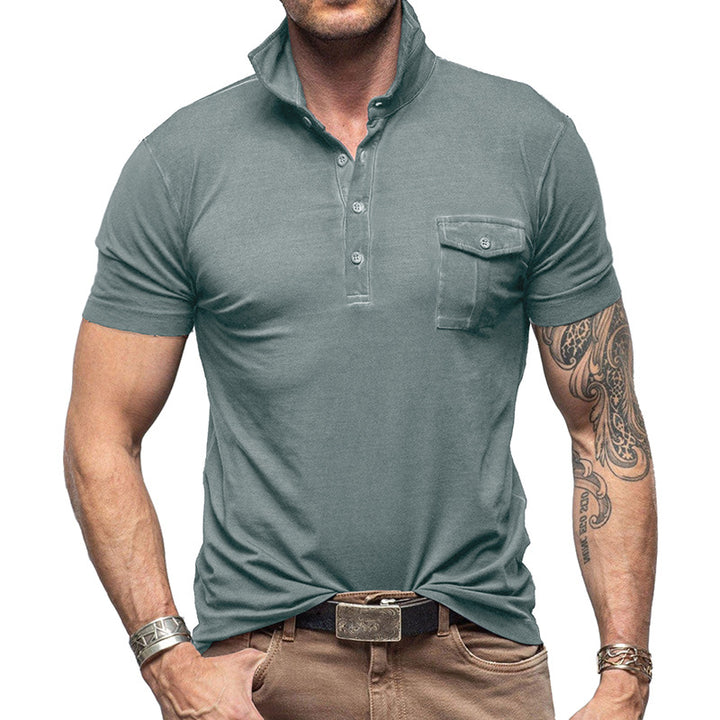 Herrer Poloshirt med praktisk brystlomme og moderne ståkrave Stilla