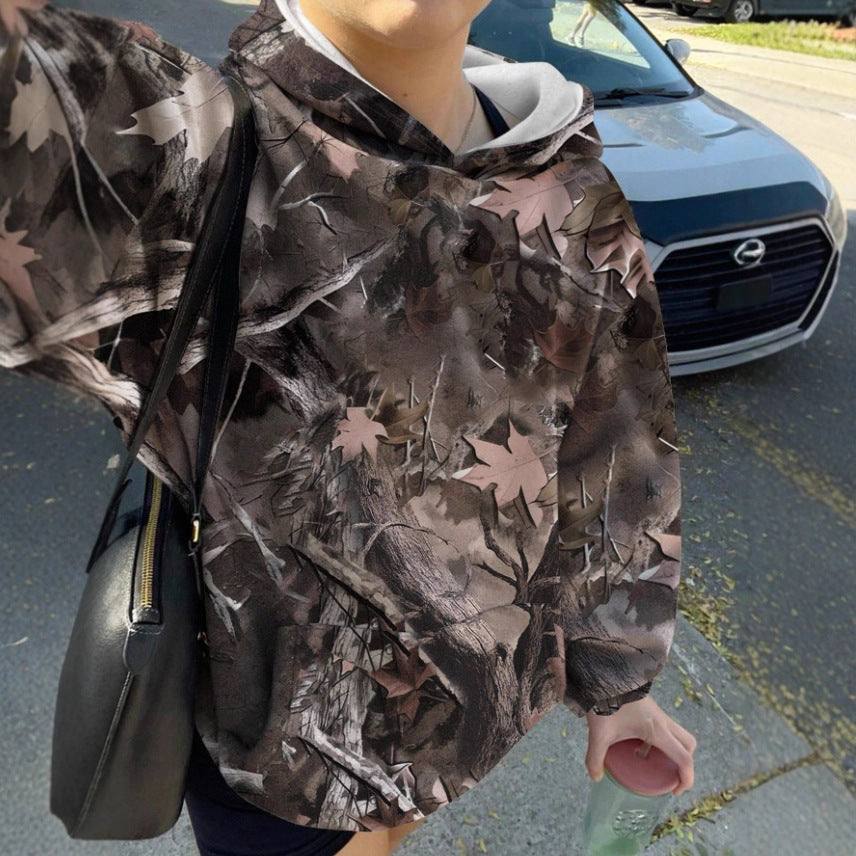 Kvinders afslappede hoodie med camouflage mønster Stilla