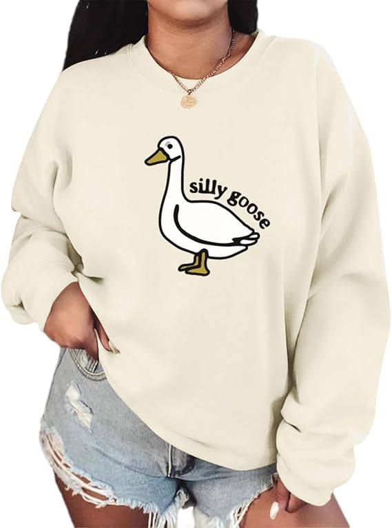 Kvinders sweatshirts med legesyg andemotiver og afslappet pasform Stilla