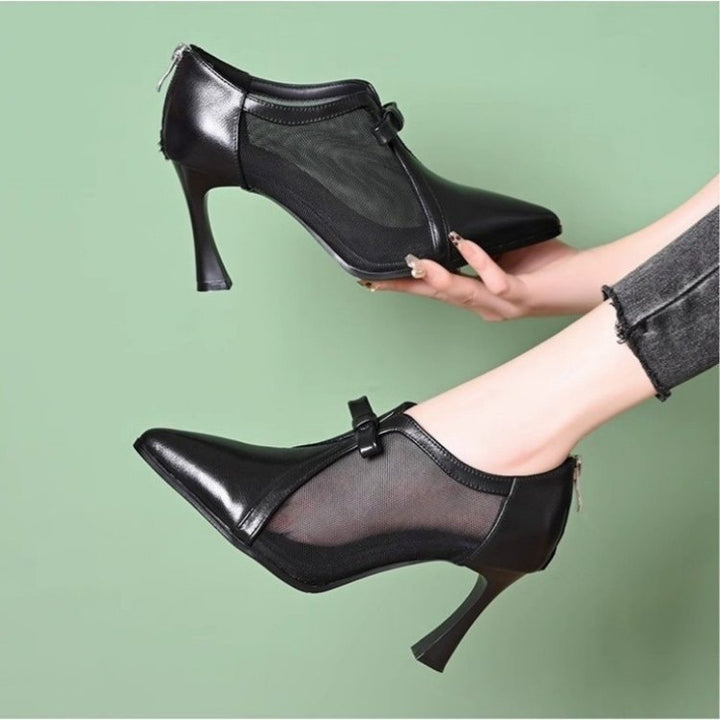 Dame elegante Slingback-pumps med gennemsigtige indsatser og moderne sløjfe-tryk Stilla