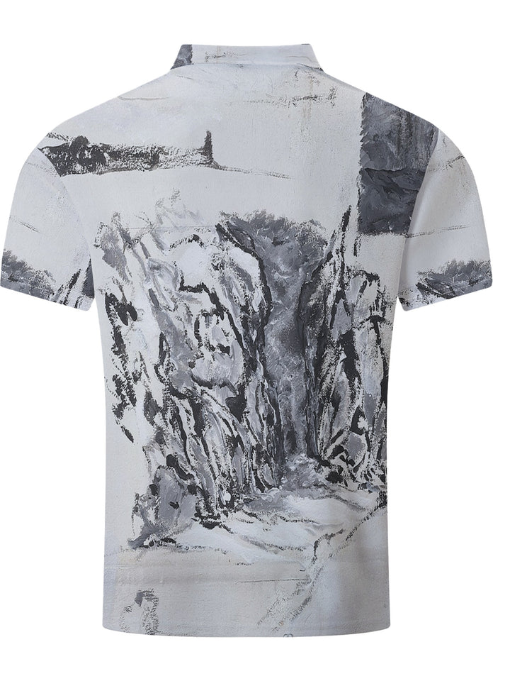 Herrer polo-shirt med moderne kunstnerisk design og åndbare egenskaber Stilla