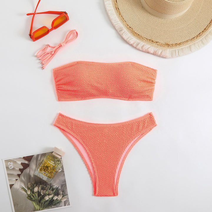 Dame bandeau-bikini med struktureret design Skovae