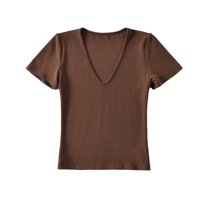 Dame V-hals T-shirt med figursyet snit Stilla