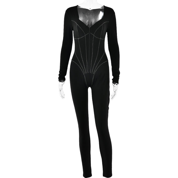 Dame elegant jumpsuit med åndbart stof og ekstravagante draperinger Stilla