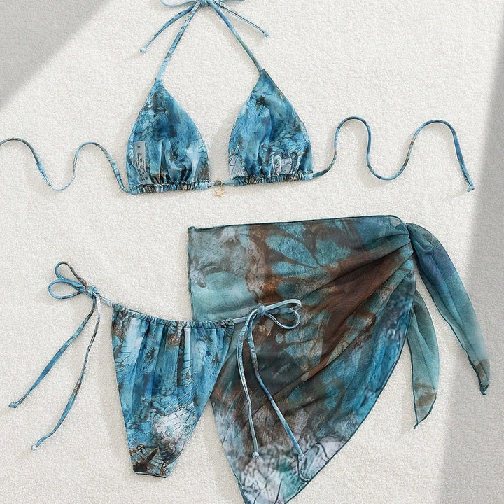 Dame Triangel-Bikini med blomsterdesign Skovae