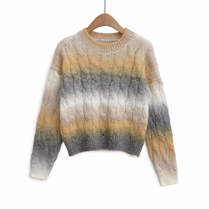 Dame strikpullover med moderne farveovergang Stilla