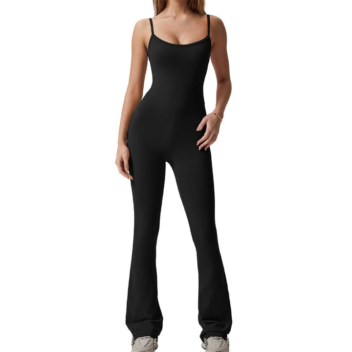 Dame Elegant Onepiece med spaghetti stropper og bredt ben Stilla