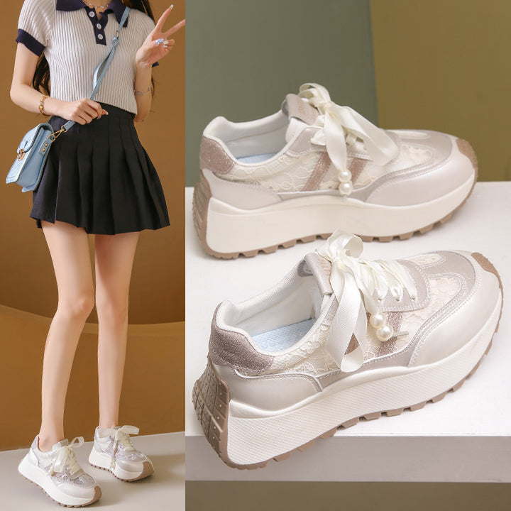 Dame Sneakers med elegant satin-overflade og glinsende detaljer Stilla