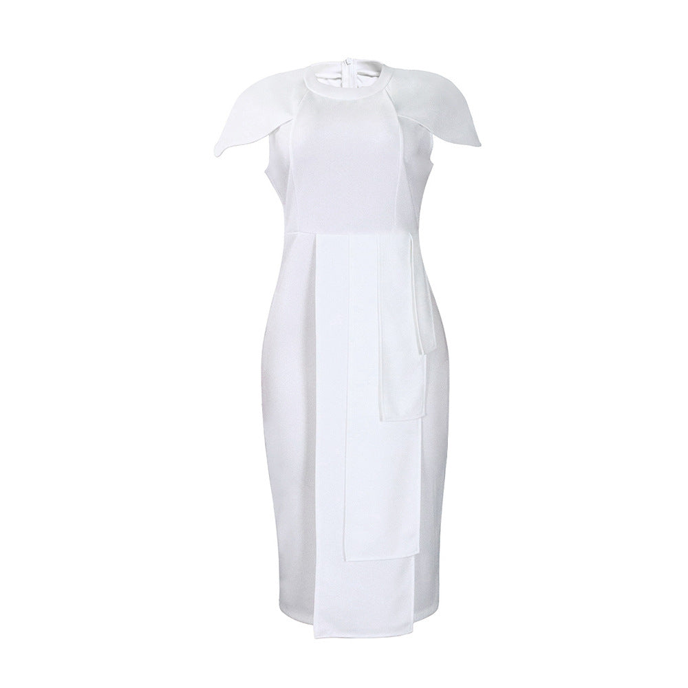 Dame Midi-kjole med elegant hætte-design og asymmetriske accenter Stilla