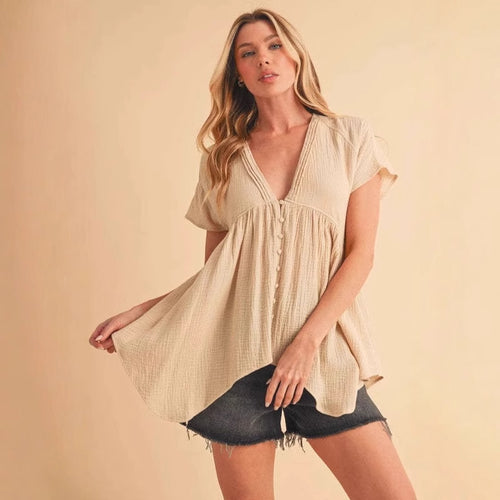 Dame afslappet bluse med asymmetrisk kant Stilla
