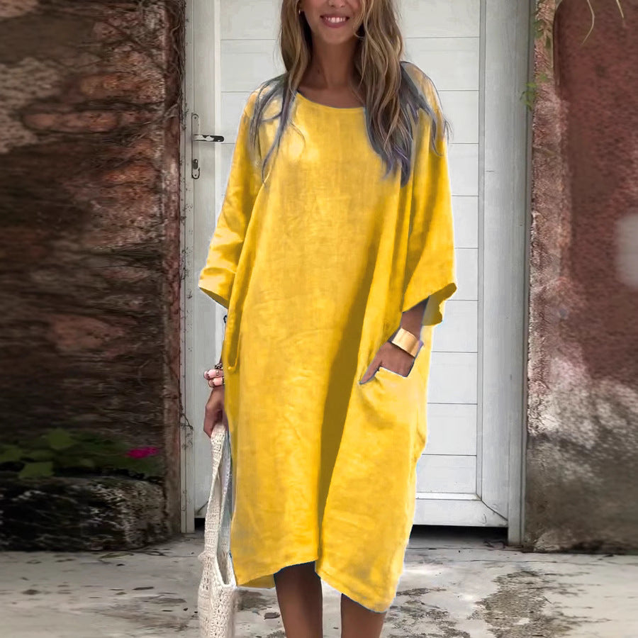 Dame luftigt Kaftan-kjole med praktiske lommer Stilla