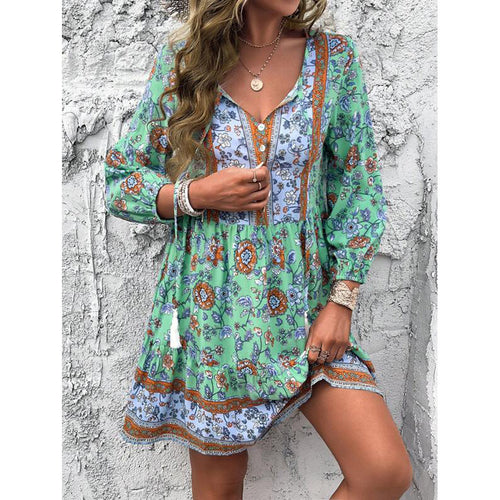 Dame Sommerlig Boho Kjole med dekorative detaljer Stilla