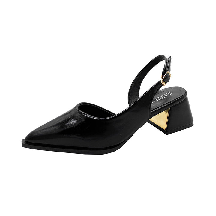 Dame Slingback hæl mules med spids tå og geometrisk accent Stilla