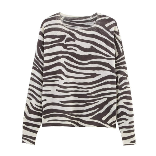Dame trendy sweater med zebramønster Stilla