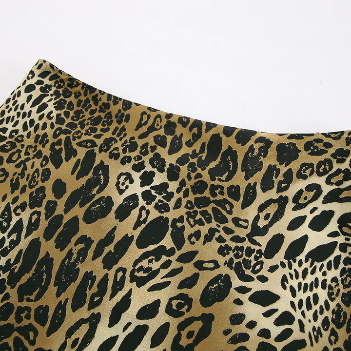 Damer Maxikjole med elegant leopardmønster og høj slids Stilla