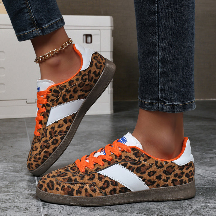 Dame nan leopardmønster wildlærgslook sneakers med ergonomisk polstret sål og skridsikre gummisåler skovae