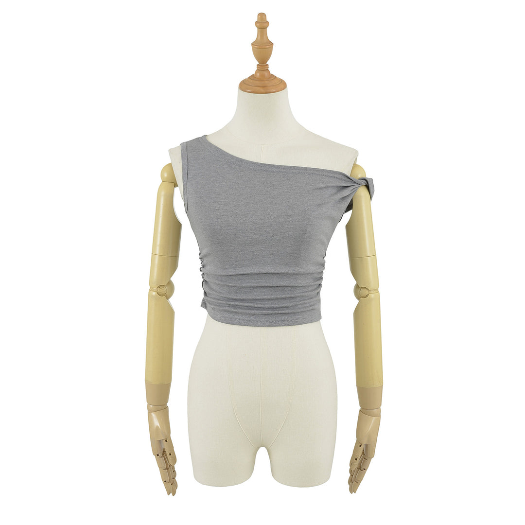 Dame ærmeløs tanktop med elegant indpakningsdesign og fin ribstruktur Stilla