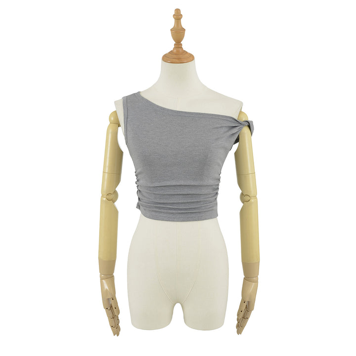 Dame ærmeløs tanktop med elegant indpakningsdesign og fin ribstruktur Stilla