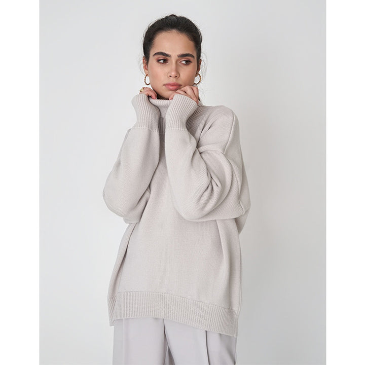 Dame Oversized Pullover med højstående krave Stilla