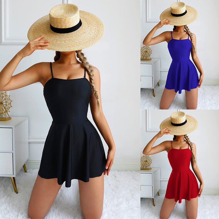 Dame sportlig one-piece badeanstalt med flydende nederdel Skovae