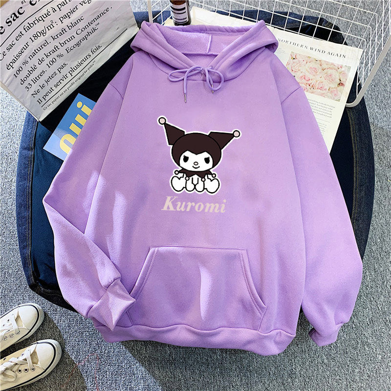 Kvinders hoodie med sødt ko-motiv og høj kvalitet fleece-foring Skovae