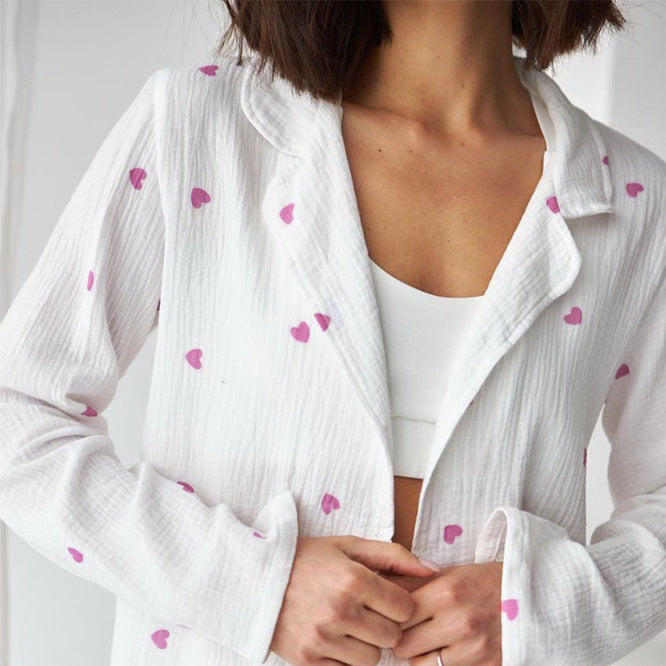Dame høj kvalitets pyjamas sæt med fortryllende hjerte design Stilla
